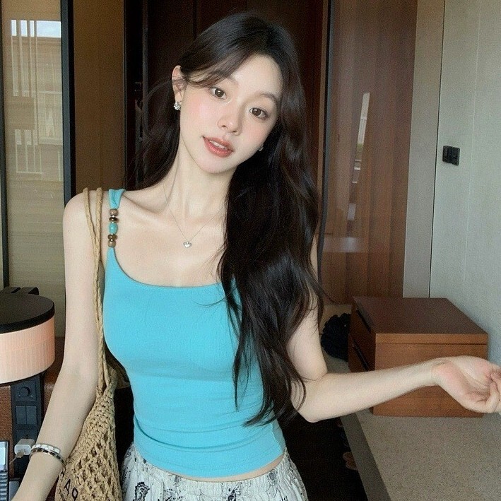 Spicy Thai-Style Beaded Camisole with Built-In Bra Pads for Women, Suitable for Both Inner and Outer Wear as a Base Layer or Tube Top