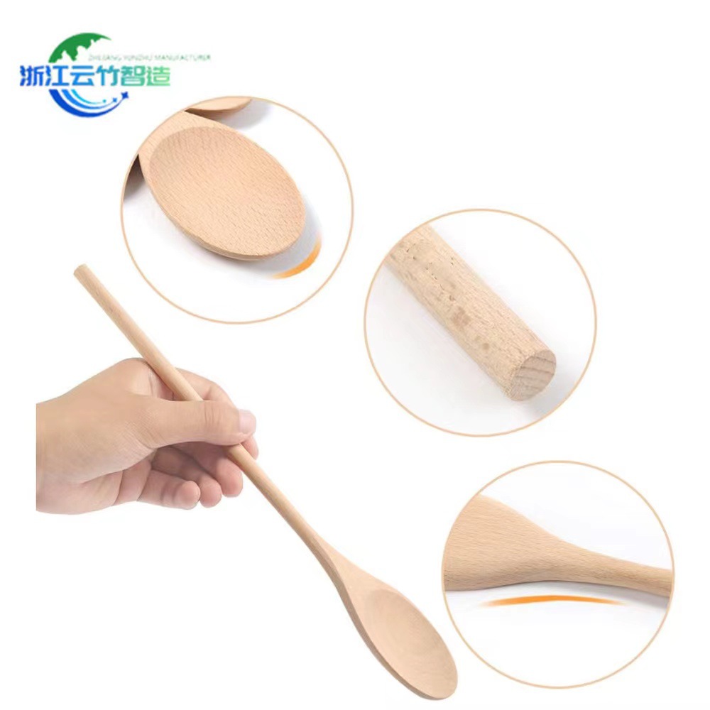 Amazon popular Haya cuchara de madera de mango largo cocina cuchara ovalada utensilios de cocina cuchara de cocina