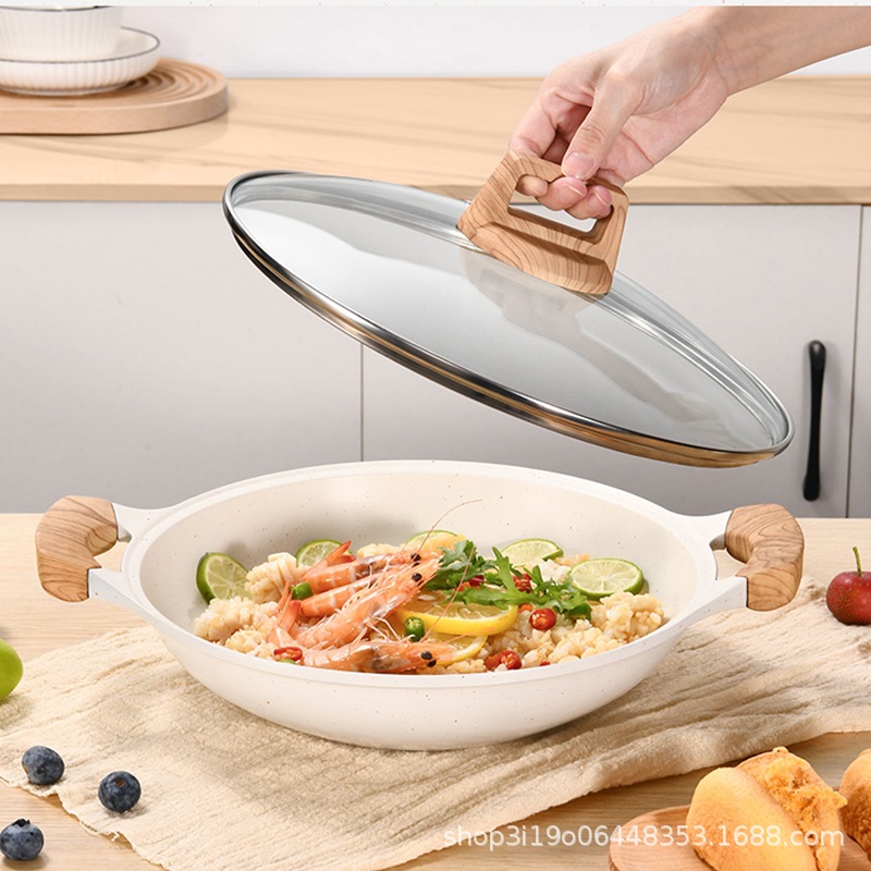 Maifan olla de sopa de piedra olla antiadherente Cocina de Inducción de gas estofado de cocina doméstica olla de doble oreja olla de sopa especial olla de estofado