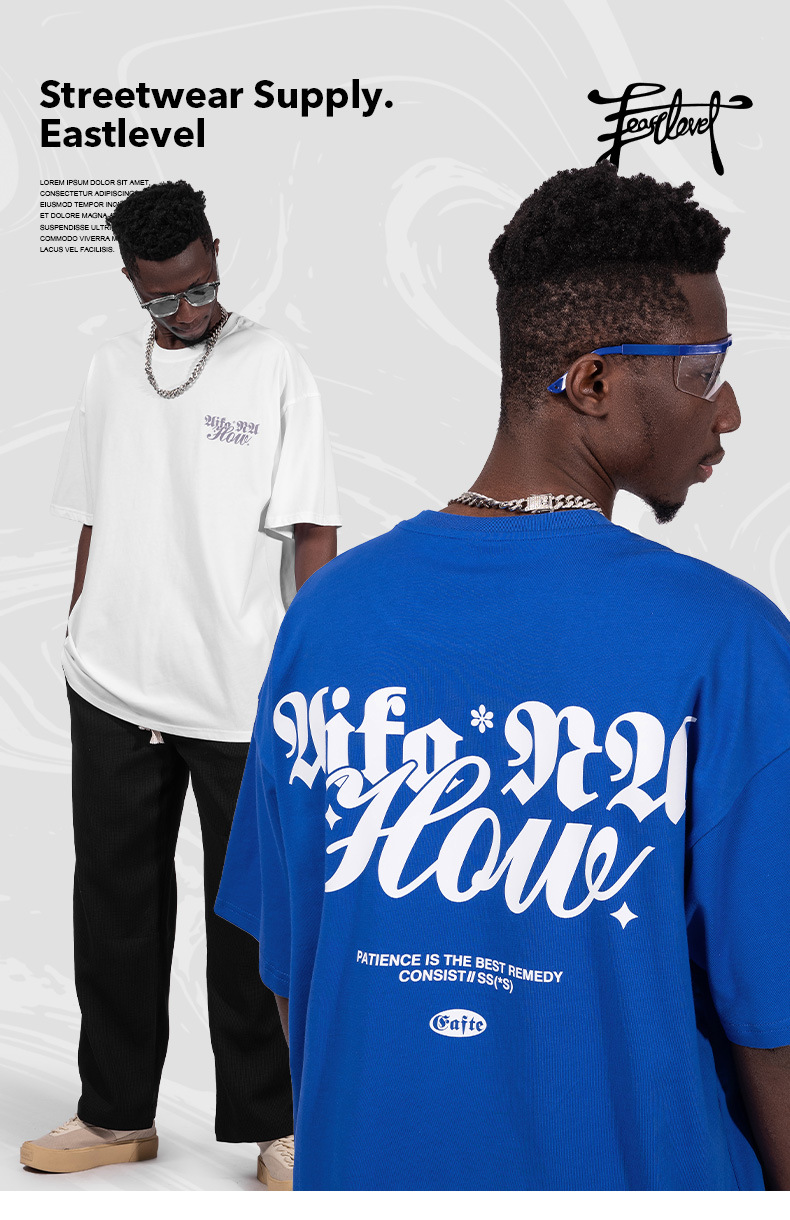 Camiseta masculina de marca de moda americana, manga curta, solta, tamanho grande, 220g, camisa de casal de hip hop de rua_voghion.com