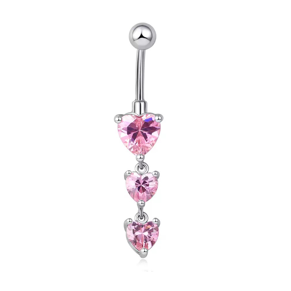 Heart-shaped Zirconia Belly Button Ring In Copper Piercing Jewellery_voghion.com
