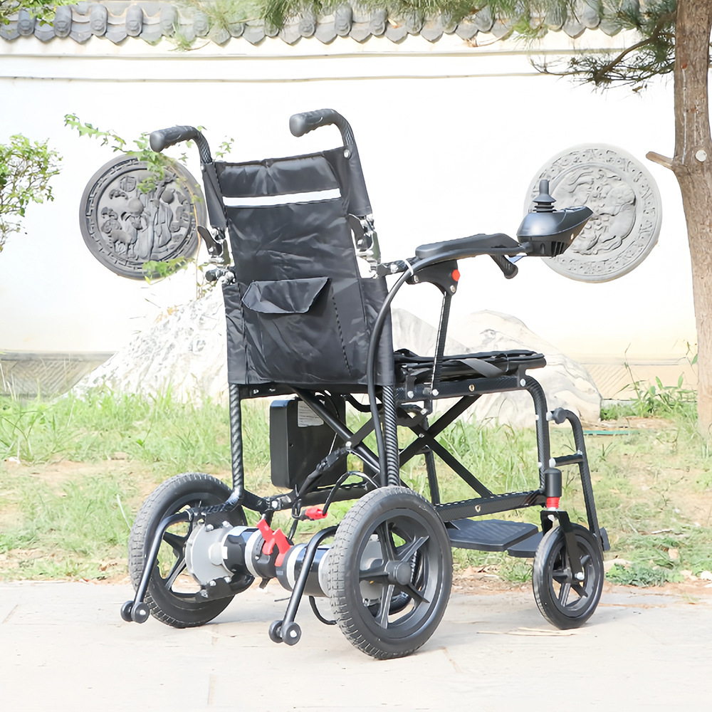 17kg Aviation aluminum, one-handed lift, lightweight, portable, foldable electric wheelchair for the elderly