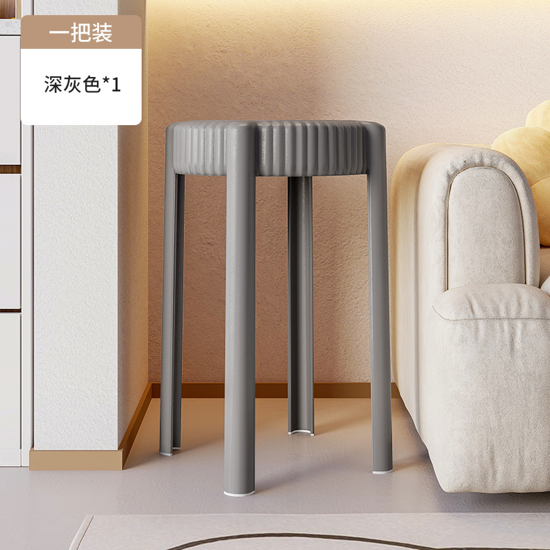Taburete de plástico, taburete redondo apilable, taburete de comedor simple moderno para el hogar, taburete alto grueso, duradero, silla, taburete de molino de viento
