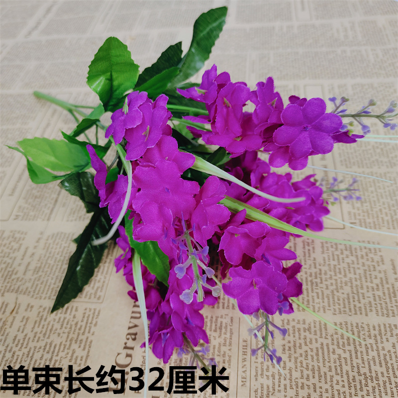 Venta al por mayor de flores artificiales jacinto lavanda nuevo listado venta directa de fábrica 5 horquillas jacinto de 5 cabezas