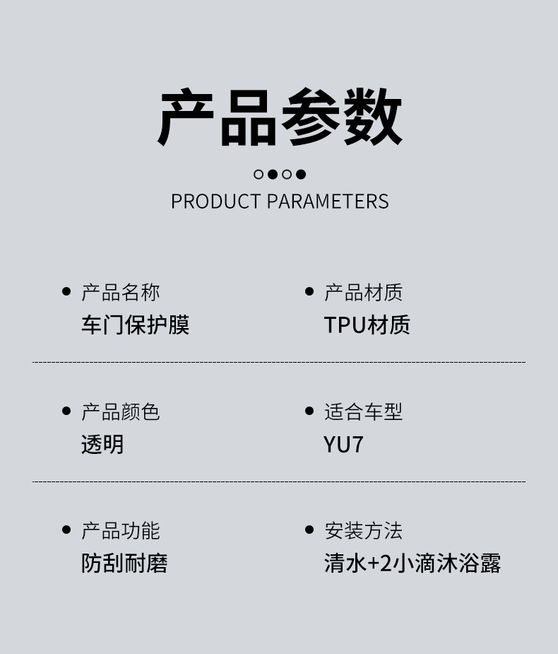 Suitable for Xiaomi YU7 car door protective film, handle modification, exterior triangle area anti-scratch TPU transparent protective film