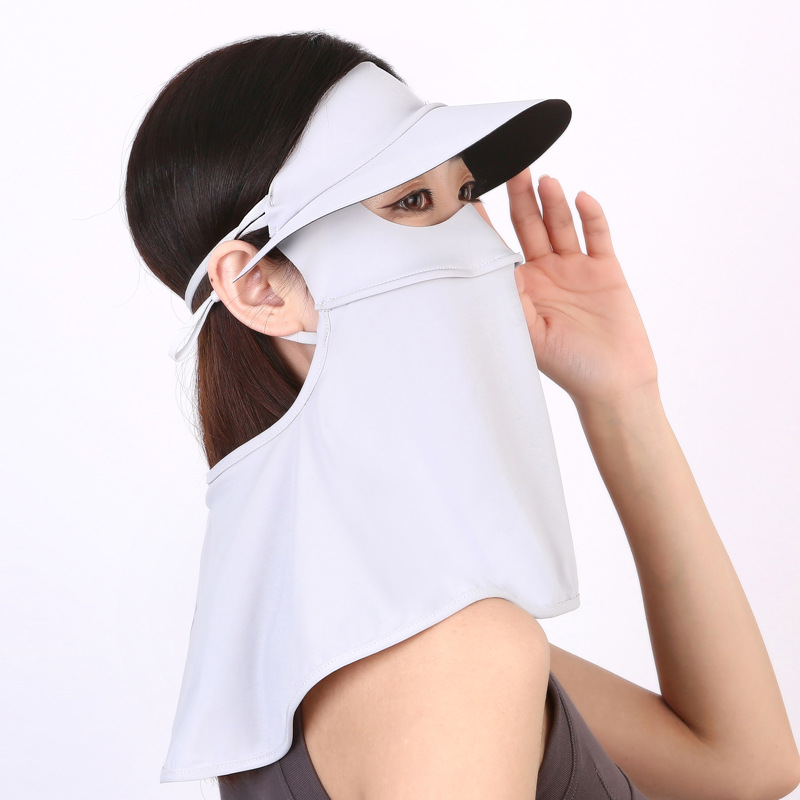 2024 verano nuevo sombrero máscara solar para mujeres conductor máscara anti-UV de cara larga cara de sombra de sol Gini