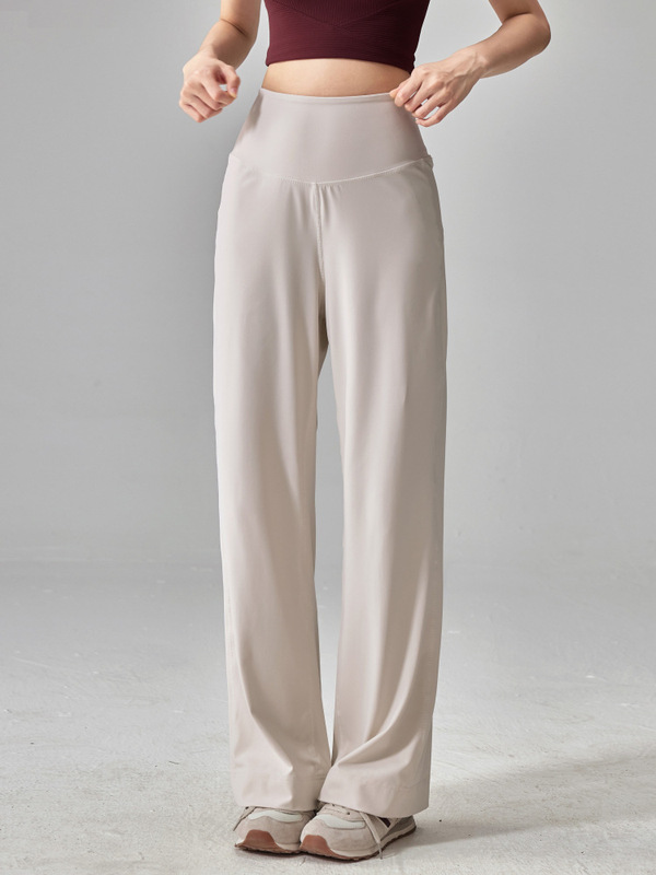 Loose Yoga Pants for Women, Autumn and Winter Straight-Leg Sports Pants, Quick-Drying, High-Waisted, Slimming, Casual, Breathable, Fitness Long Pants, Thin for Running