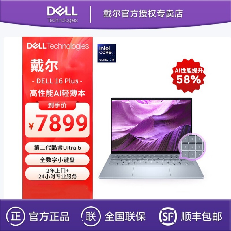 Dell (Dell) 16 Plus Db16250 Ultra7 258V 32g 1Tb Office Laptop