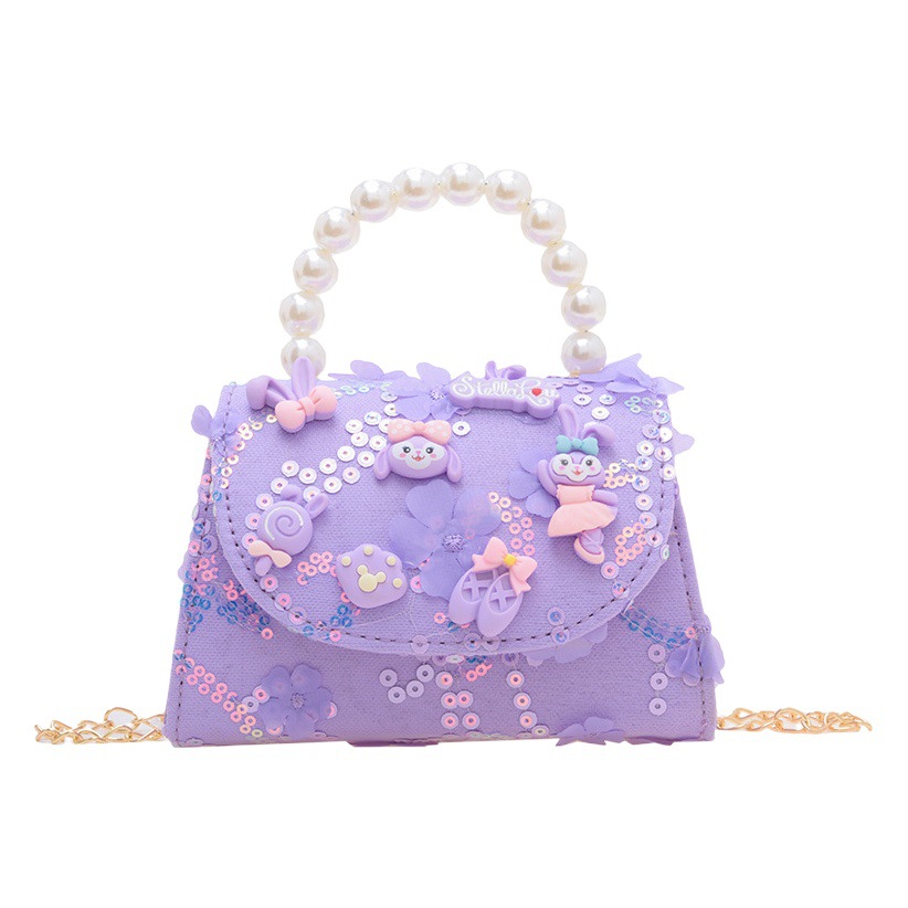 Children's bag fashion Princess Pearl handbag cute little girl coin purse Western style lace shoulder messenger bag