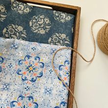 复古团花 现货供应全棉二十支棉麻面料数码印花童装衬衣汉服面料