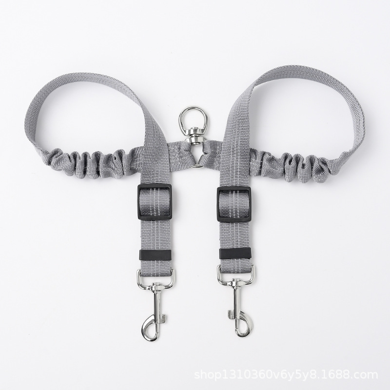 Cuerda de tracción para mascotas Cuerda de perro de nylon reflectante de doble cabeza Perro pequeño Perro grande Golpe a prueba de explosiones Una arrastre Dos Cuerdas elásticas al por mayor