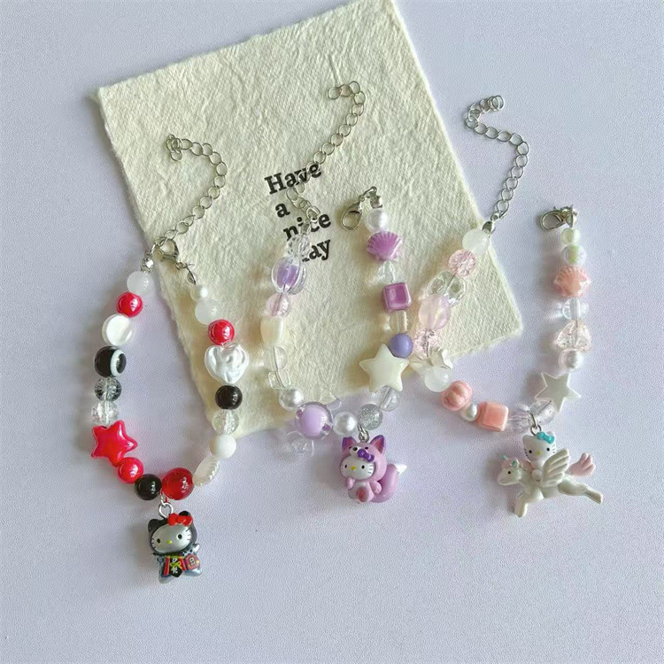 Summer New Kt Cat Ceramic Beads Cute Bestie Sweet Fresh Versatile Bestie Bracelet Bracelet Bestie Female Model