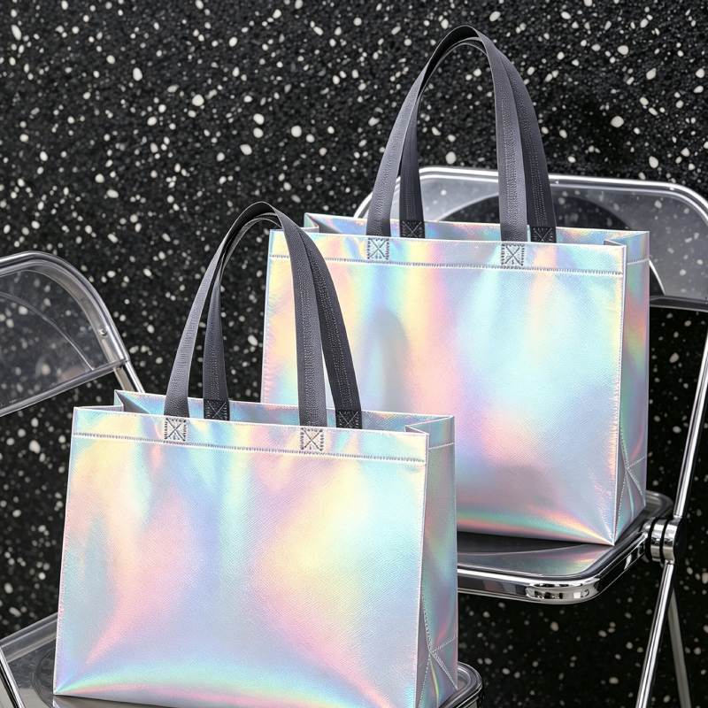 Amazon colorido láser transfronterizo bolsas no tejidas recubiertas de película de comercio exterior logotipo de impresión spot bolsas de regalo de compras