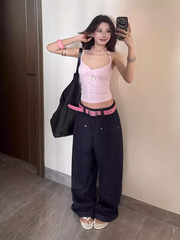 粉色v领吊带小背心t恤女夏季2025新款纯欲风修身内搭外穿无袖上衣|undefined