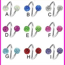 满钻球钛钢耳钉香巴拉碎钻彩钻球耳骨钉 S杆 厂家批发3.5MM球CZ