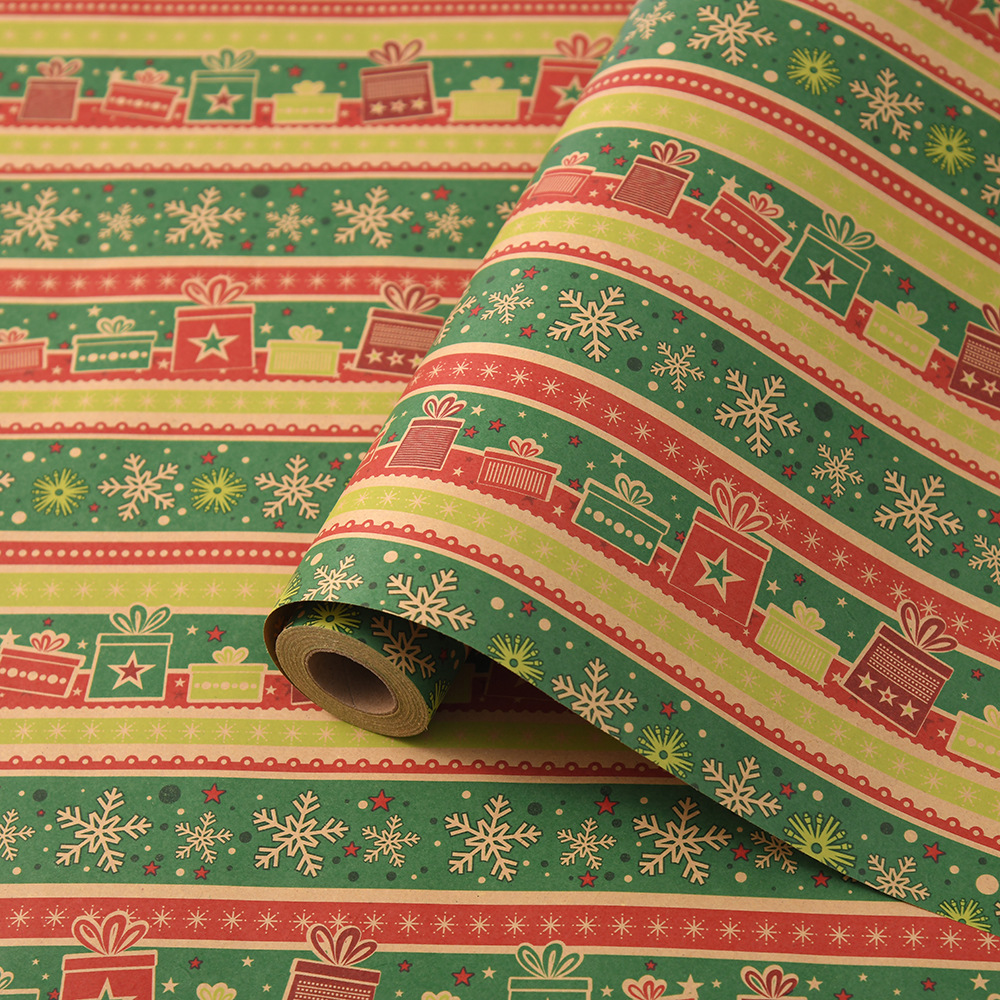 Transfronterizo Amazon nuevo papel de embalaje de regalos de Navidad impresa kraft retro diy embalaje de papel de regalo al por mayor