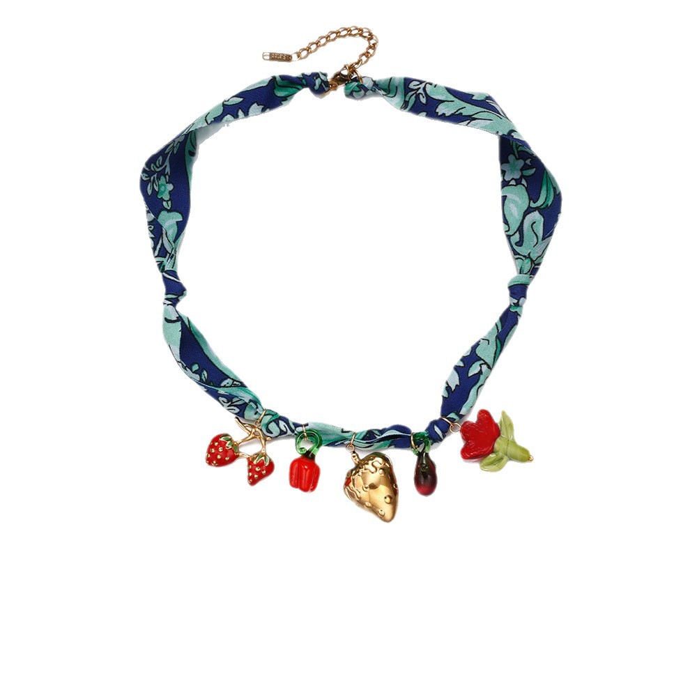 Taena collar colgante de acero inoxidable europeo y americano dulce y fresco bufanda de seda estilo chica caliente collar de color tejido cadena de clavícula collar