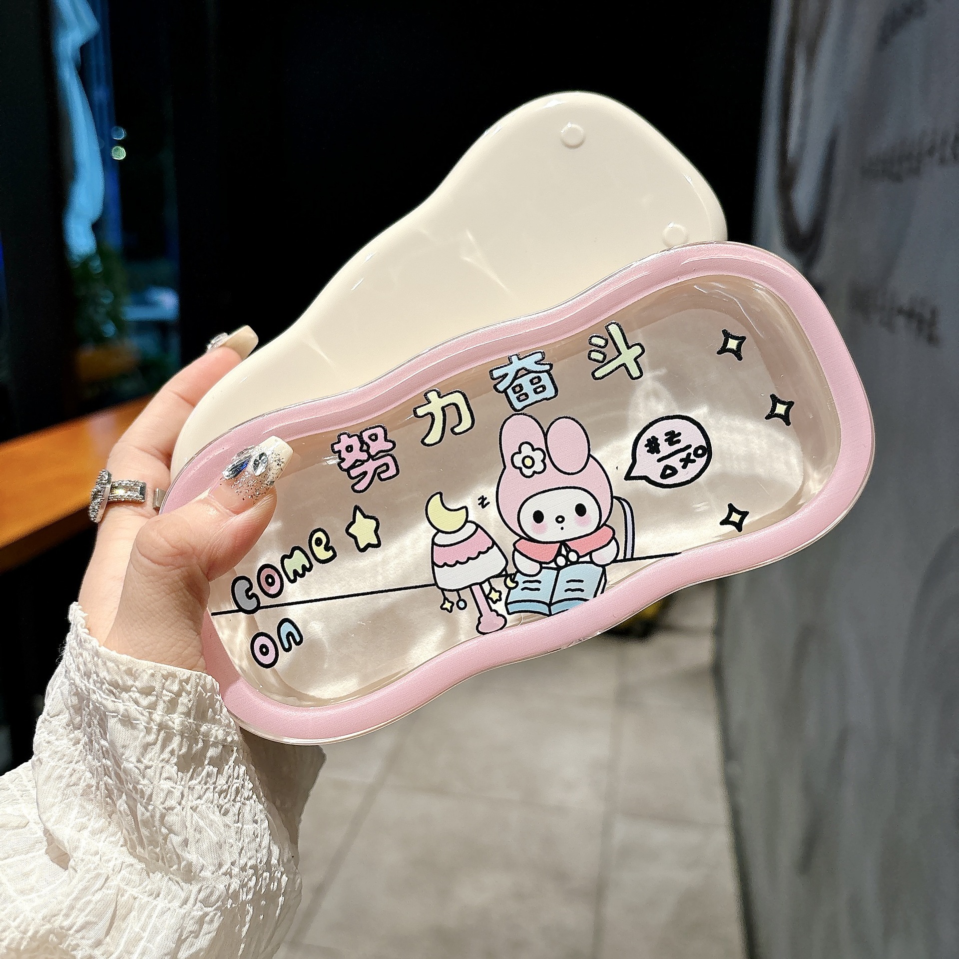 Caja de gafas transparentes de borde de la nube, alta sensación de almacenamiento portátil, niños, niños, niños, estudiantes, lindos, caja de gafas al por mayor