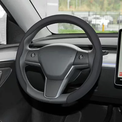 carbon fiber Nappa suede car: Steering wheel cover - 5d-nappa-leather-belt-hole-gray-38cm