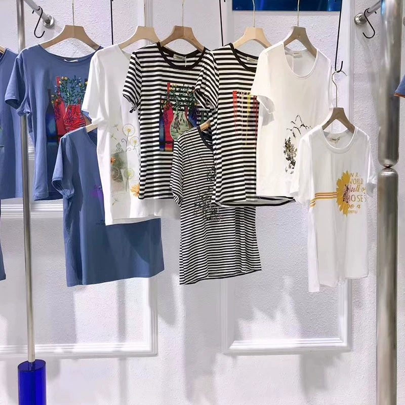 Футболка в стиле Zhenqiaoyi Manor, летняя коллекция 2026, из хлопка с лайкрой, с принтом в стиле китайской живописи, круглый вырез, вышивка