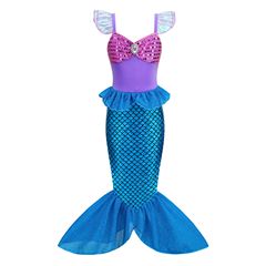 Little Mermaid Sparkling Sheer Baby Dress Children's Princess Fish Tail Long Dress