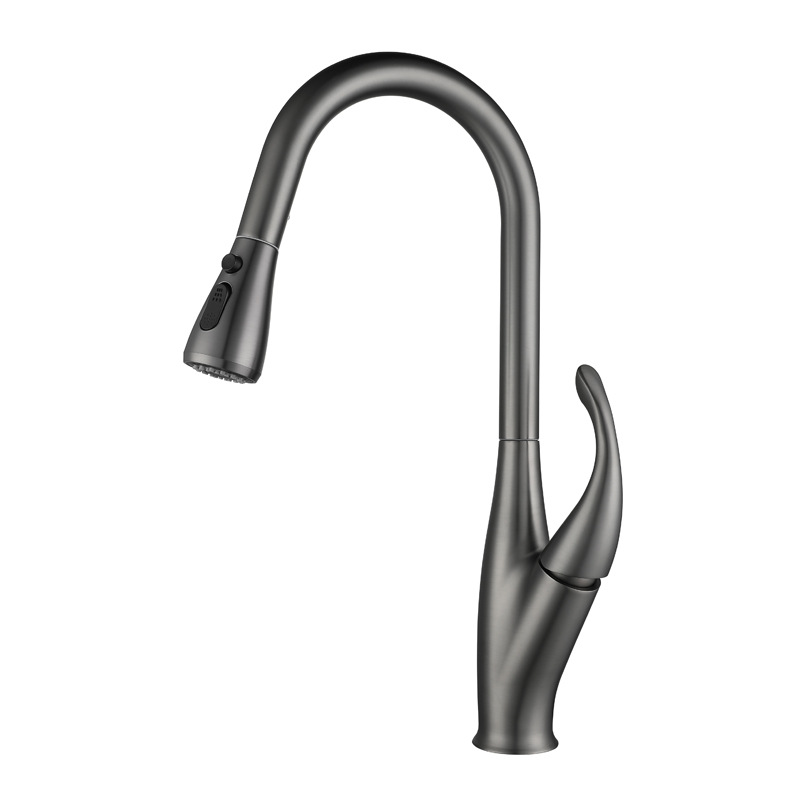Grifo de elevación y extracción de calor y frío de cobre, fregadero sin agua de modo dual, fregadero, fregadero, grifo de cocina gris