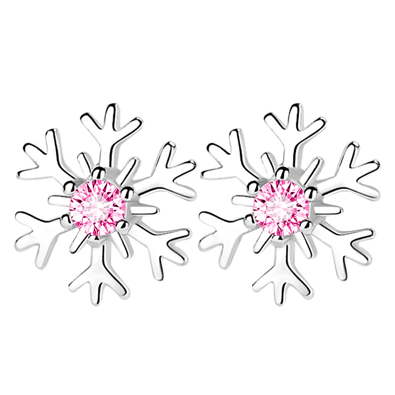 Pendientes de copo de nieve de plata esterlina S925