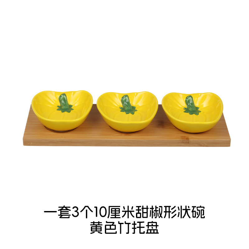 工場直送の色釉セラミック工芸品、牧歌的なスタイル、新鮮でキュートな子供用ボウル、皿、カップ、野菜セラミック食器セット|undefined