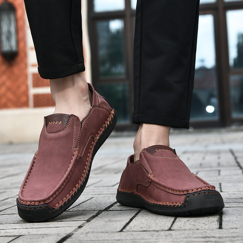 Men's Cross-border New Spring and Autumn Soybean Shoes, Large Size Loafers, Custom Hand-Stitched Business Casual Shoes