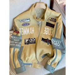 美式复古机车服pu皮潮牌夹克男女秋冬季高级感炸街重工棒球服外套