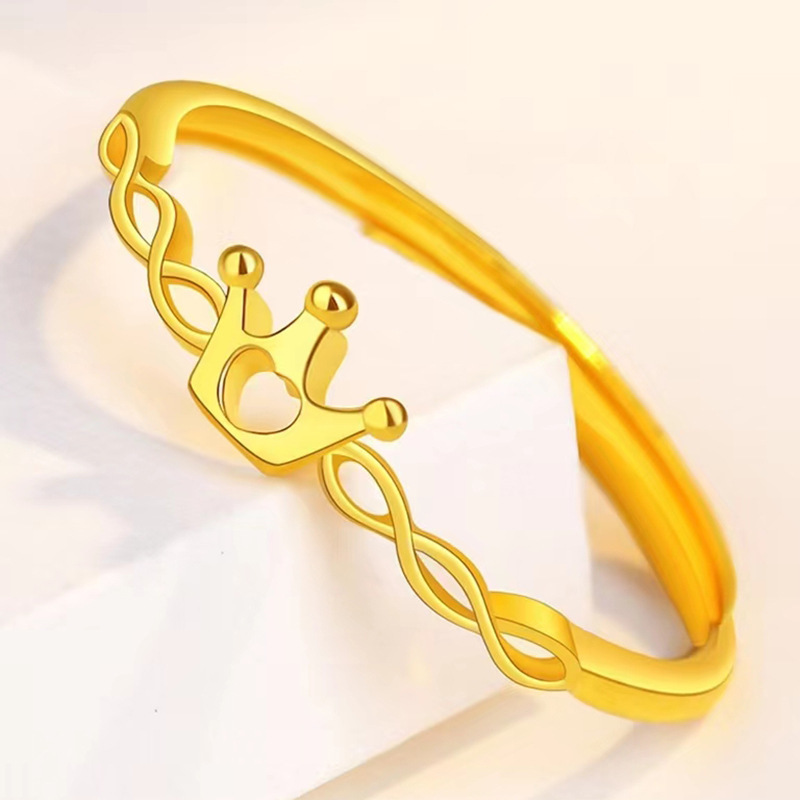 Anello corona d'oro vietnamita donna Net Red semplice elegante anello in ottone placcato oro gioielli_voghion.com