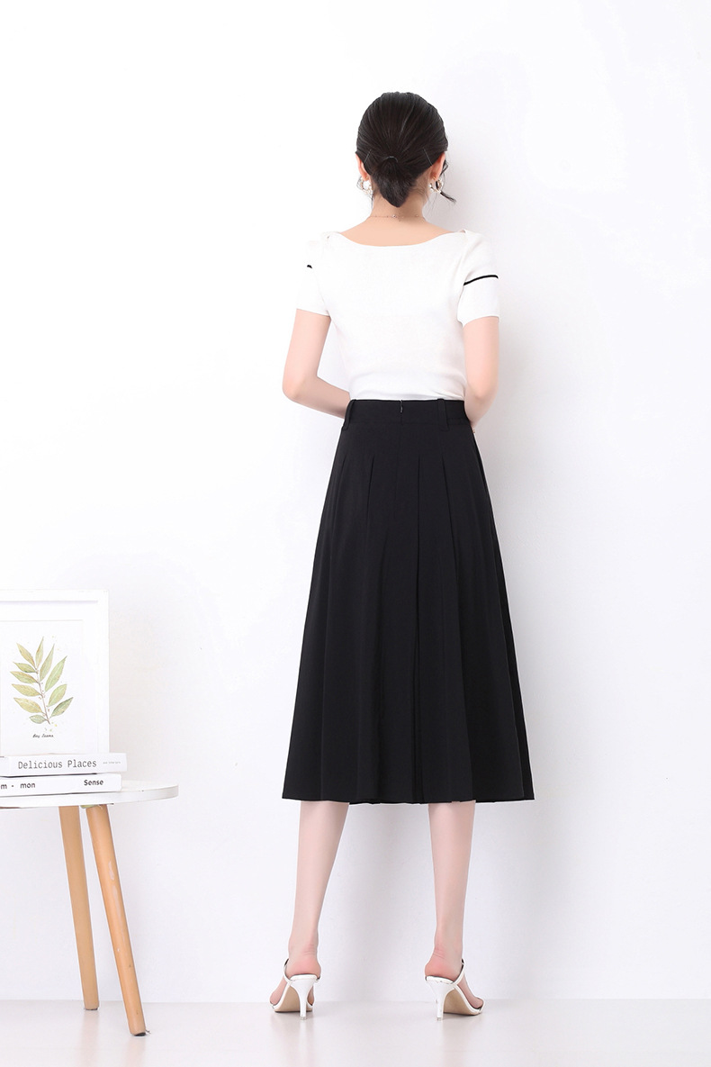 high-waisted drape slim mid-length skirt   NSYZ39749