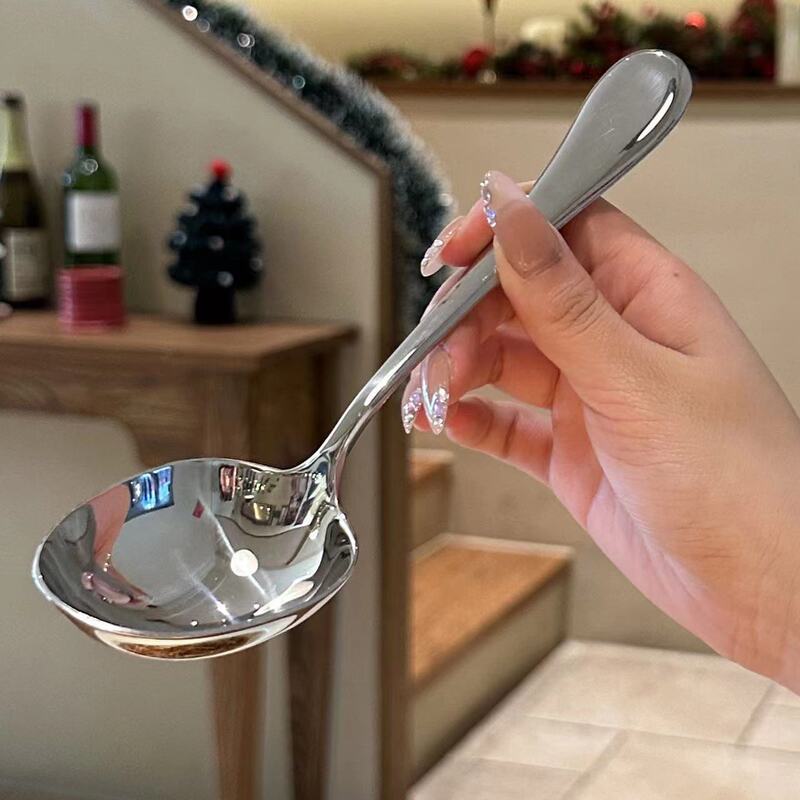 304 Stainless Steel Wide-Handle Shallow Soup Spoon for Eating Noodles and Porridge, Large Soup Spoon for Drinking, Rice Spoon, Deep Soup Spoon, Small Soup Spoon, Communal Spoon 304 Stainless Steel Wide-Handle Shallow Soup Spoon for Eating Noodles and Porridge, Large Soup Spoon for Drinking, Rice Spoon, Deep Soup Spoon, Small Soup Spoon, Communal Spoon