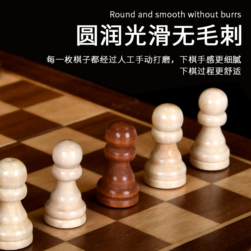 Transfronterizo de madera redondeado dos en uno plegable de ajedrez magnético ajedrez de alta calidad de Madera Juguetes Educativos competitivos