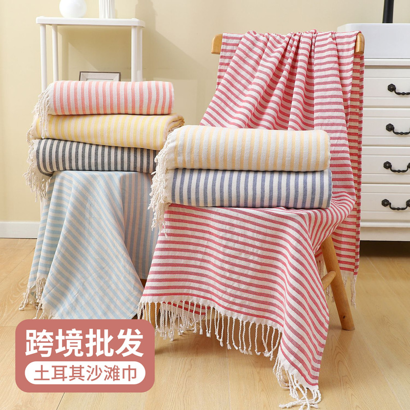Cross-Border Wholesale European and American Thin Tassel Bath Towels, Thickened and Absorbent, Outdoor Sun Protection Bathing Turkish Beach Towels
