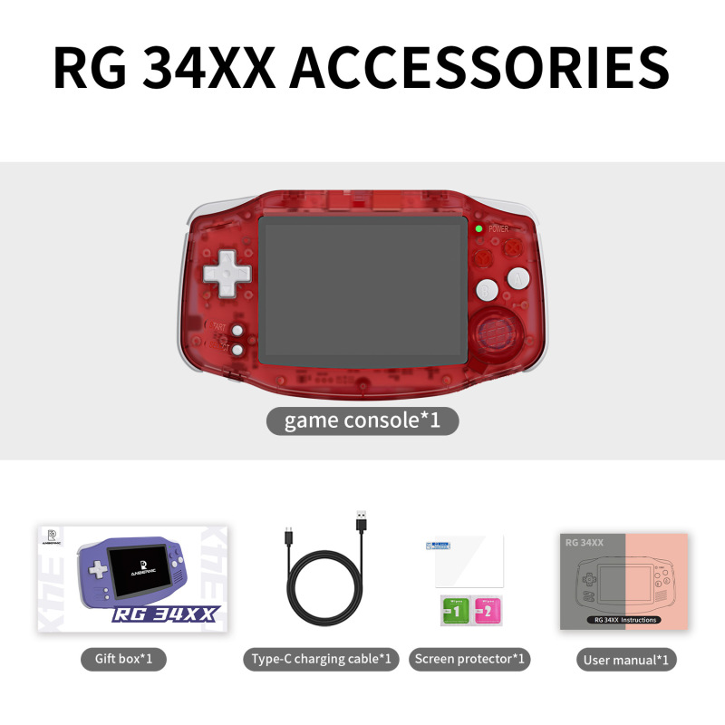 ANBERNIC安伯尼克RG34XX横版3.4寸屏开源复古掌上游戏机跨境热卖|undefined