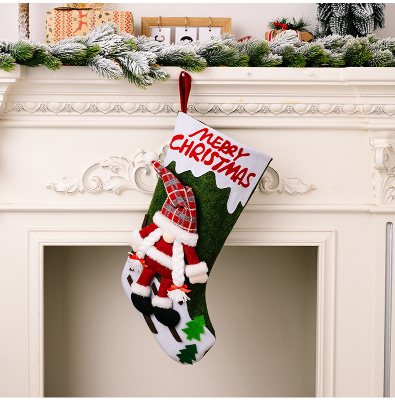 Forniture per decorazioni natalizie Bambola senza volto Calza della Befana Calzini grandi di Natale Sacchetto regalo Sacchetto regalo_voghion.com