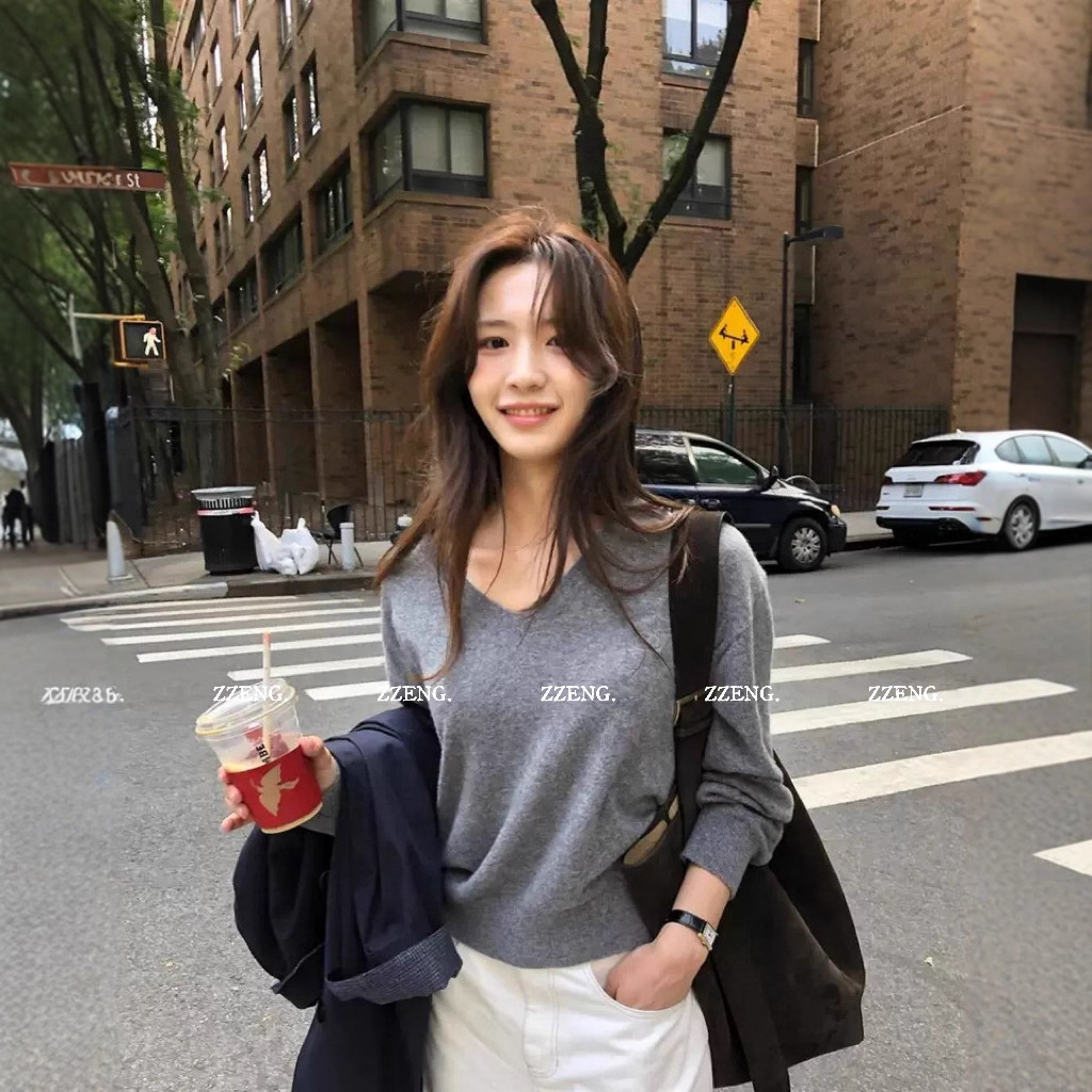 2592-143   【50羊毛30羊绒】抗起球v领羊毛打底衫