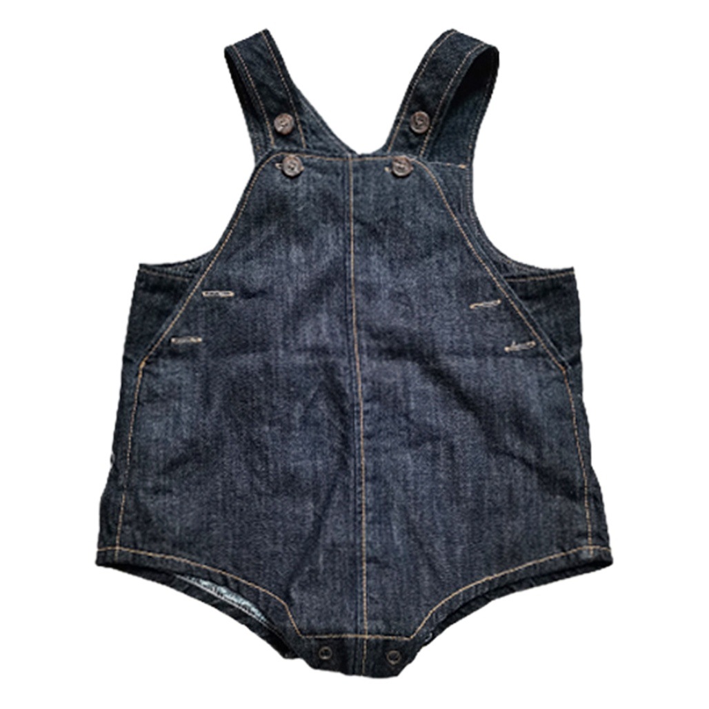 韓国子供服2022夏男女兼用半袖子供デニムオーバーオールベビーショートパンツトレンド万能幼児ストライプ