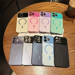 玻璃全包镜头膜磁吸适用iPhone16苹果15ProMax手机壳14新款13简约