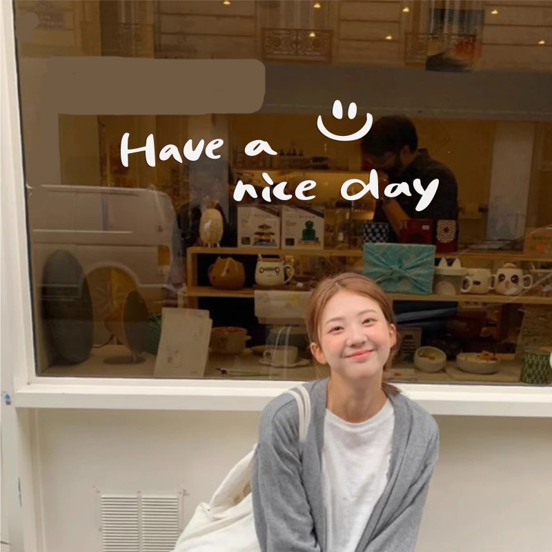 I wish you a happy ins Wind smiling face English stickers nail art coffee clothing store selfie mirror glass window wall stickers I wish you a happy ins Wind smiling face English stickers nail art coffee clothing store selfie mirror glass window wall stickers