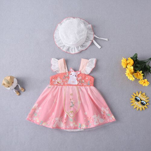 Chinese-style summer children's traditional costume Hanfu baby clothes infant onesie spaghetti straps Tang suit halter princess dress