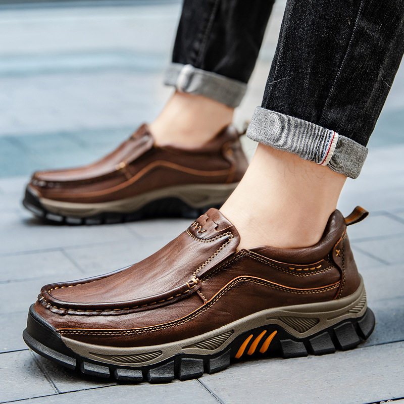 Giày da nam cỡ lớn mũi tròn đế bằng, giày dã ngoại leo núi thường ngày — 55330 màu kaki, 55330 màu đen, 55330 nâu đỏ, 55331 màu kaki