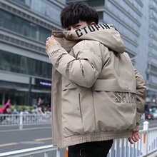 慵懒连帽ins潮流棉衣标准 2022时尚气质纯色文艺新款潮男青春流行