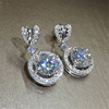 Accessory for bride, zirconium heart shaped, quality earrings, European style, wholesale