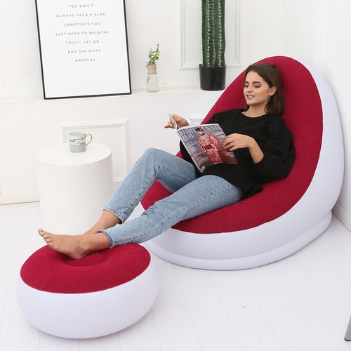 Cross-border thickened flocking inflatable sofa lazy sofa internet celebrity single comfortable sofa nap lounge chair creative