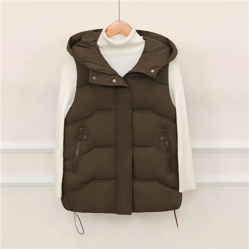 Comercio exterior algodón chaleco de invierno de otoño nuevo estilo coreano suelto medio largo encapuchado sin mangas algodón hombro de camisa de moda image 6