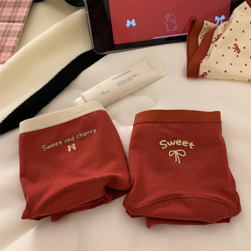 "New Beginning"【Good】Red Underwear for Girls in Their Zodiac Year, 7A Antibacterial Girls' Briefs "New Beginning"【Good】Red Underwear for Girls in Their Zodiac Year, 7A Antibacterial Girls' Briefs