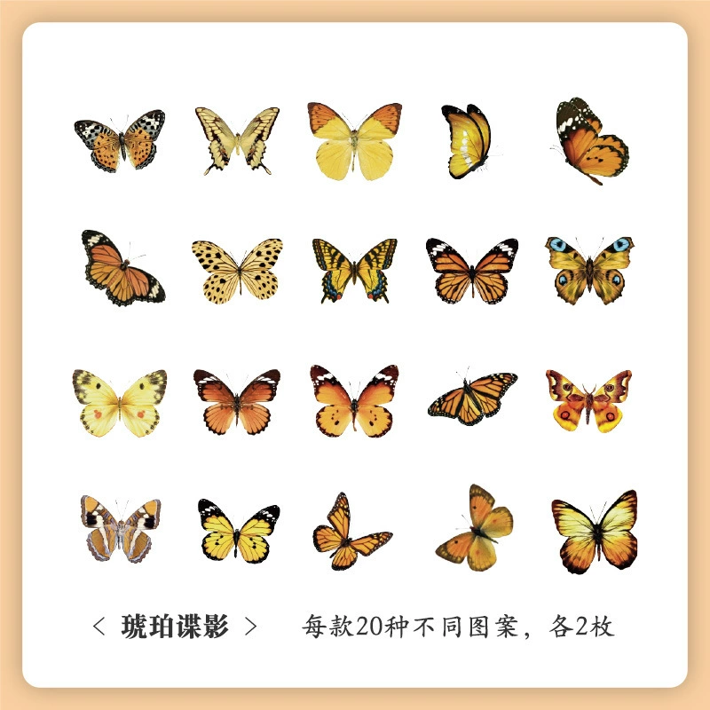 Sticker Set, 40-Sheet Assortment, Butterfly & Floral Designs for Kids' Bags and Planners