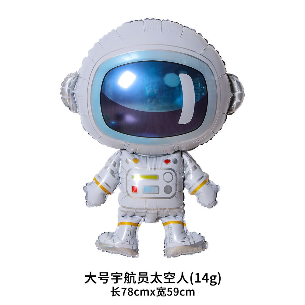 Espacio tema globo niños cumpleaños escena diseño fondo pared decoración astronauta cohete globo traje